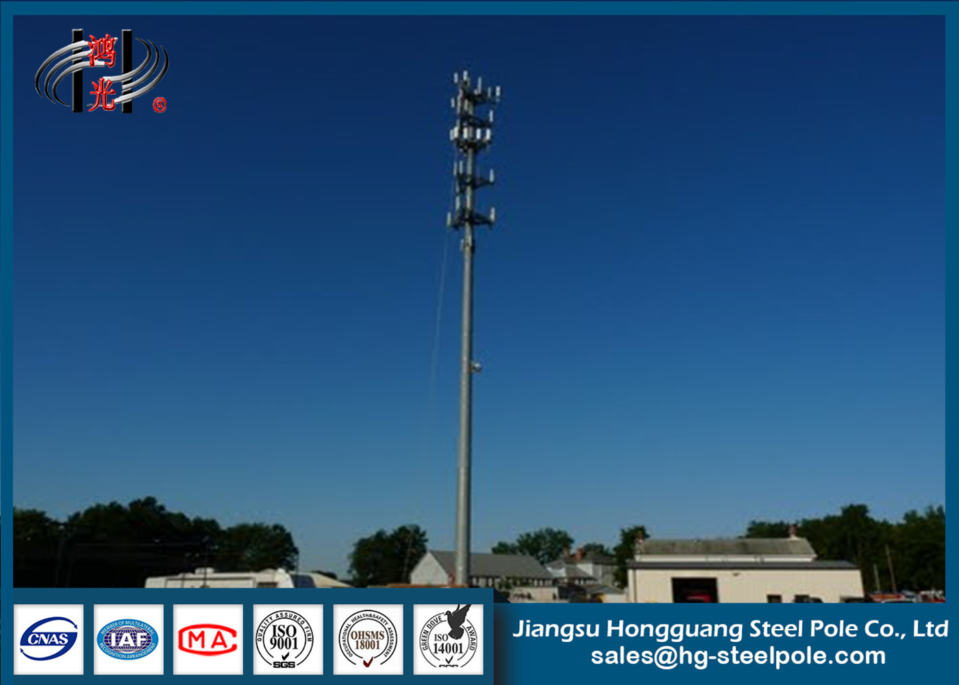 Cep Telefonu Sinyali İçin Toz Boya Galvanizli 3G Telekomünikasyon Kuleleri